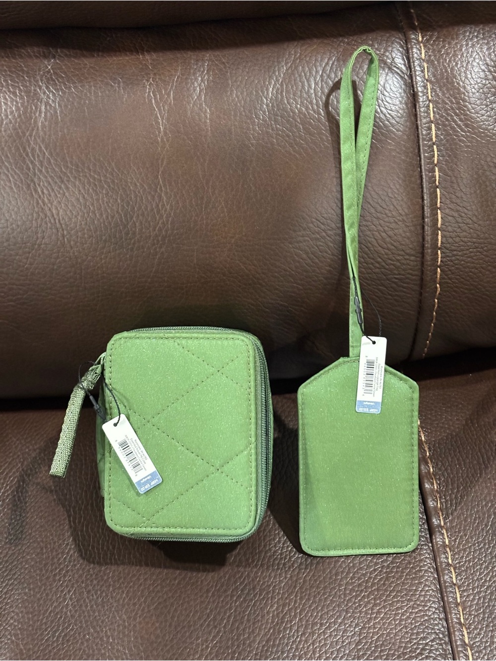 Vera Bradley Quilted Travel Pill Case and Matching Luggage Tag
